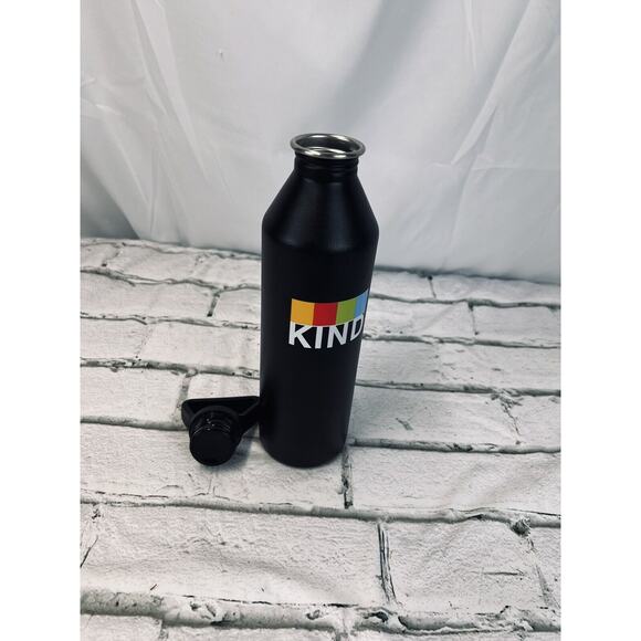 KIND Water Lightweight Metal Bottle Black 27 oz Screw Lid Hiking Clip Handle - Picture 2 of 4
